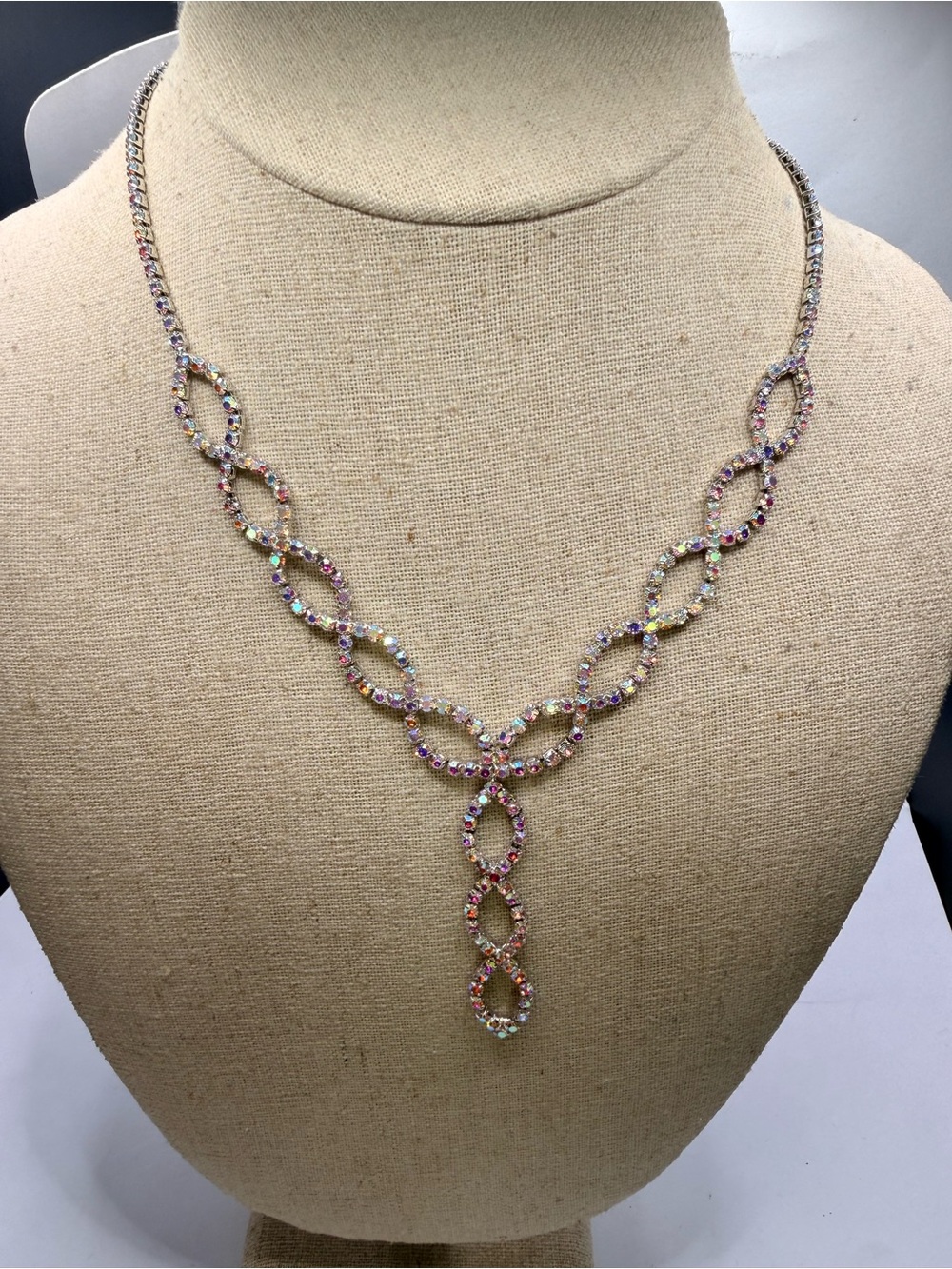 Paparazzi iridescent rhinestone Loop Y Necklace and earring set
